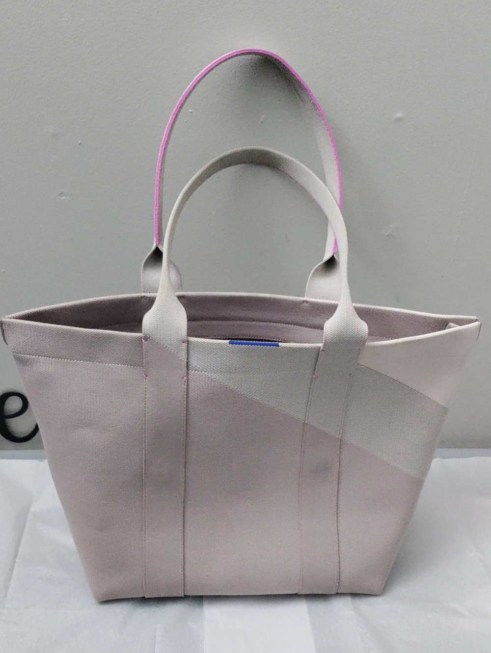Rothy's Pale Pink Canvas Tote with Pink-Trim Handles